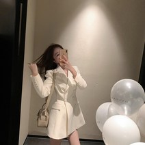 정장 더블 버튼 카라 자켓 원피스