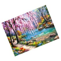 MJS 보석십자수 캔버스형 50 x 40 cm DIY 세트 BSX40, 냇가풍경