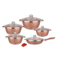 12 Pcs/Set Nonstick 조리기구 냄비 세트 알루미늄 팬 Maifan 스톤 비 스틱 프라이팬, 09 golden