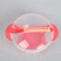 열쇠 보관함 키먹이 숟가락 식기 그릇 학습 요리 서비스 접시/트레이 흡입 컵 세트 온도 감지, 한개옵션1, 07 Red Dishes