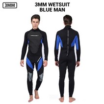 서핑 스쿠버다이빙 다이버 웻슈트 드라이슈트 잠수복 남자 3mm 네오프렌 수중 낚시 윈드 카이트 웨이크 보드 스노클링 스피어 낚시 옷, 002 BU 남자, M