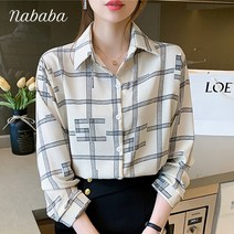 나바바 NB963 여성 빈티지 스카치 패턴 데일리 셔츠