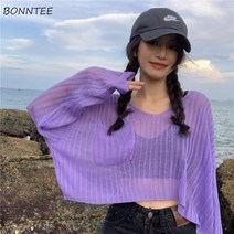 고급 수입 긴팔 일 여름 속이 트렌디 v 한 모든 넥 증거 빈 간단한 겉옷 일치 티셔츠 Ulzzang 레저 상위 오버핏