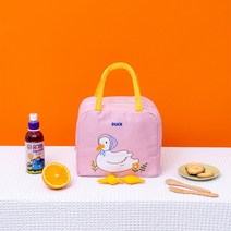포그망 캐릭터 도시락가방 보냉보온백 피크닉 캠핑 휴대용 쿨러백, 핑크 오리_캐릭터 보냉백