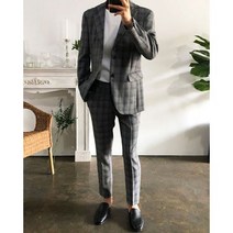 웨일즈 TR 스판 글렌 체크 정장 수트95~115