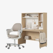 한샘 티오 그로우 일반책상세트 4단 120x60cm+링고S 고정중심봉DIY(발받침), 책상_화이트+파우더핑크/의자_베이지(G)