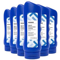 amazon 브랜드 - solimo 스포츠 선스크린 로션 spf 50 암초선크림 썬크림, 산호초 친화적인, 8 fl oz6개들이 팩