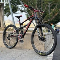 275x17 인치 MTB 소프트 테일 프레임 산악 자전거 에어 쇼크 업소버 포크 통합 중공 크랭크 셋 내부 케이블 7 베어링 허브, Matte Red+275150cm195cm+10 Spe