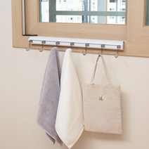 웰렉스 창틀옷고리 (가로 30CM ~ 100CM + 옷고리), CU304(레일 30CM + 옷고리 4개)