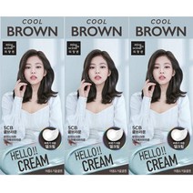 미쟝센 헬로크림 염색약 5CB 쿨브라운 (여름겨울쿨톤) x3개, 헬로크림 염색약 5CB 쿨브라운 (