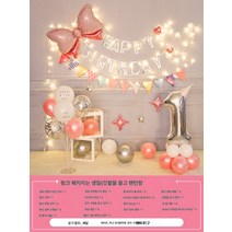 여생일 돌잔치 남 해피파티 꾸미기 풍선 배경벽 인사풍, 핑크디지털생일당기는패키지(조명)