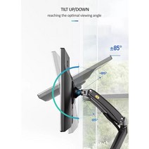 모니터 듀얼 암 받침대 초강력 높이조절 2단 2023NEW F100A 가스 스프링 암 22-35 인치 스크린 모니터 홀더, 02 F100A NEW BLACK