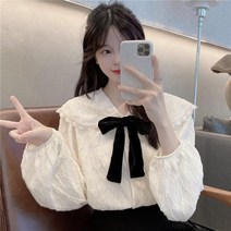위위브렌 여성용 리본 스퀘어넥 퍼프 소매 셔츠 블라우스