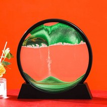 키네틱아트 아이디어 스트레스해소 3D입체 데저트 모래 시계 그리기 소품 상태 유리 원형 산수 예술 집안장식 선물, T19-그린색