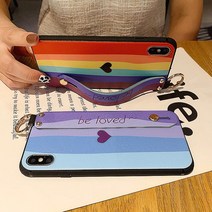 무지개 컬러 핸드폰 케이스 삼성 갤럭시 S 노트 핸드 스트랩 거치대 손잡이 고리링 특이한 예쁜 커플