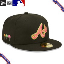[미국정품] 843877 스냅백 캡모자 MLB [애틀랜타 브레이브스] 뉴에라 Summer Sherbet 59FIFTY Fitted Hat - Black