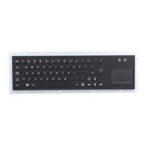 [해외] 방수 USB 표준 블랙 스테인레스 스틸 산업용 금속 키오스크 키보드 내장 마우스 터치 패드, German Layout, PS2 Interface
