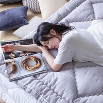슬리안 시원한 여름 쿨 냉감 요 솜 토퍼 매트리스 침대 뱀부 시어서커 캠핑 차박 알러지케어, 그레이