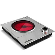 핫 플레이트 CUSIMAX 1800W 더블 버너 요리용 휴대용 쿡탑, 스테인레스 스틸, 단일 버너
