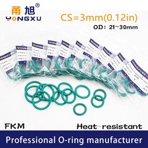 고무오링 5 개/몫 녹색 FKM 고무 불소 O-링 씰 CS3mm OD21/22/23/24/25/26/27/28/29/30*3mm ORings 가스켓 씰링 와셔, [10] 30x24x3mm, [02] 10pieces, [01] 3mm