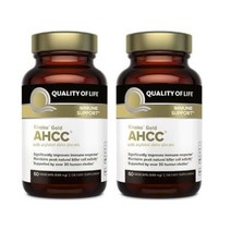 Quality of Life Kinoko Gold AHCC 효능 표고버섯균사체 500mg (60 캡슐) 2병 + 휴대용 알약 케이스 포함 패키지, 60캡슐, 알약 케이스 제외 (-500 원)