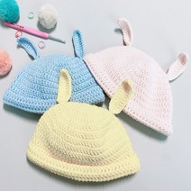 아기 토끼 신생아 뜨개 모자 DIY 동영상 패키지 키트 계묘년 흑토끼띠 태교 코바늘뜨개, 765자주보라