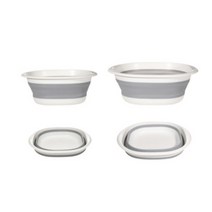 퀵살림 접이식 폴딩 사각 대야 2종 1세트 그레이, 그레이 - 1set