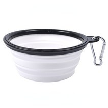 반려동물 용품 1000ml 대형 Collapsible 개 애완 동물 접는 실리콘 그릇 야외 여행 휴대용 강아지 음식 컨테이너 피더 접시 그릇, White, 350ml