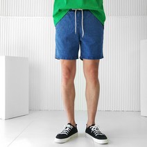 로니제이 남자 M~3XL 밴딩 청반바지 남자 숏 워싱 데님 팬츠