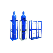산소 가스통 LPG 보관대 지지대 거치대 고정 보관함, 파란색 농축 단일 병 랙 확대