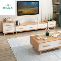1500 1800 TV거실장 낮은거실장 북유럽원목거실장 티비다이 티테이블 세트, TV거실장(1.8m)+1단서랍장+2단서랍장, 원목+화이트