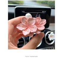 YAPOGI차량용 방향제 송풍구꽂이 꽃모양 석고 방향제, 흰봉숭아꽃-울금향, 가드니아오일