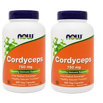 Now 나우푸드 푸드 코디셉스 Cordyceps 200캡슐 2팩 750mg 버섯 파우더