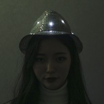 LED 스팽글 페도라 모자 (실버), 단품