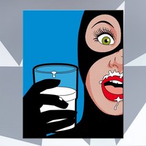 pop046 일러스트 팝아트 영웅 캣우먼 우유 패러디 캔버스액자, 고급형유광전처리_XXL_37cm x 45cm