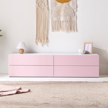 리츠 와이드 1600 거실장 서랍장 TV대, 화이트핑크