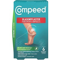 Compeed 물집 석고 발 뒤꿈치의 물집에 대한 추가 강력한 보호를위한 익스트림 하이드로 콜로이드 투명 6 개 6 개 팩 풋케어 바디케어, 6개