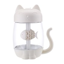 미니 3 1 공기 가습기 초음파 쿨 안개 휴대용 USB 사랑 스럽다 고양이 홈 오피스에 대 한 빛 350ML 팬 주도, 01 WHITE_01 CHINA