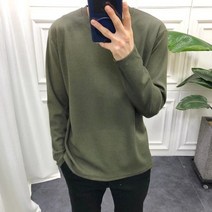 라일라이 / 무지 스판 와플 라운드 남자 긴팔 티셔츠