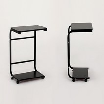 침대 사이드 테이블 책상 쇼파 소파 베드 大 베이지 노트북 간이 보조 바퀴달린 이동식 높낮이 조절, 02)대형 화이트