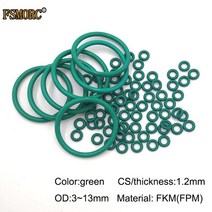 가스켓OD3mm ~ 81.4mm 두께/CS 녹색 FKM o 링 내유성 산 및 알칼리 방지 씰링 개스킷 FPM o-링, 10 OD6.4x1.2mm   10pcs
