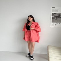 [바보사랑] 여자 남녀공용 스트릿 반바지 세트