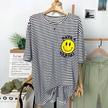 해피마일 스트라이프 박시 티셔츠(4color)