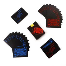 마술카드 마술트럼프 신기한 카드 54pcs 카드 방수 PVC 순수 블랙 매직 박스 포장 플라스틱 세트 데크 포커, 04 Red Blue PVC