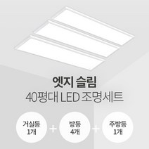 더엘이디 엣지 슬림면조명 40평대 LED조명 세트 (거실1+방4+주방1 삼성칩 KS인증), 화이트