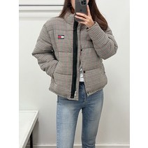 타미힐피거 진 여성 미니 체크 푸퍼 패딩 점퍼