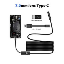 내시경 카메라 7mm5.5mm 3 in 1 usb ip67 방수 6 led 내시경 검사 windows macbook pc android 21.51m type-c, 1.5m, 7.0mm 렌즈 type-c
