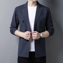 고급 원단 소프트 부드러운 촉감 정장핏 남자 자켓 캐주얼 오피스 더블 브레스트 니트 카디건