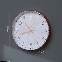 에끌 예쁜 벽시계 인테리어시계 신혼집선물북유럽 간단한 장식 음소거 벽시계 거실 홈 패션 창의력 무료 펀치 벽 교수형 성격-12633, 04. 분홍색과 흰색 대리석 시계