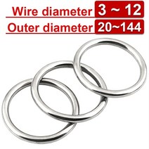 고무오링 304 스테인레스 스틸 서클 링 솔리드 용접 O-서클 녹 철 반지 애완 동물 끌어 오기 낚시 그물 교수형 강철, [01] 20mm, [03] 5mm  (4Pcs)